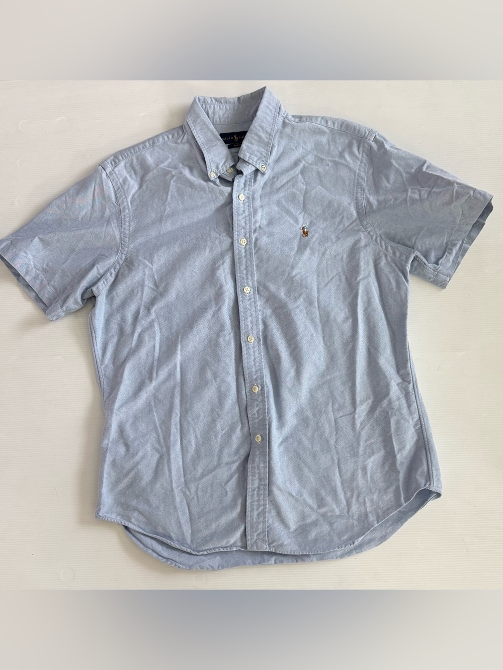 Polo Ralph Lauren Short Sleeve Oxford Chambray Button Down Shirt XL Flesh Pony